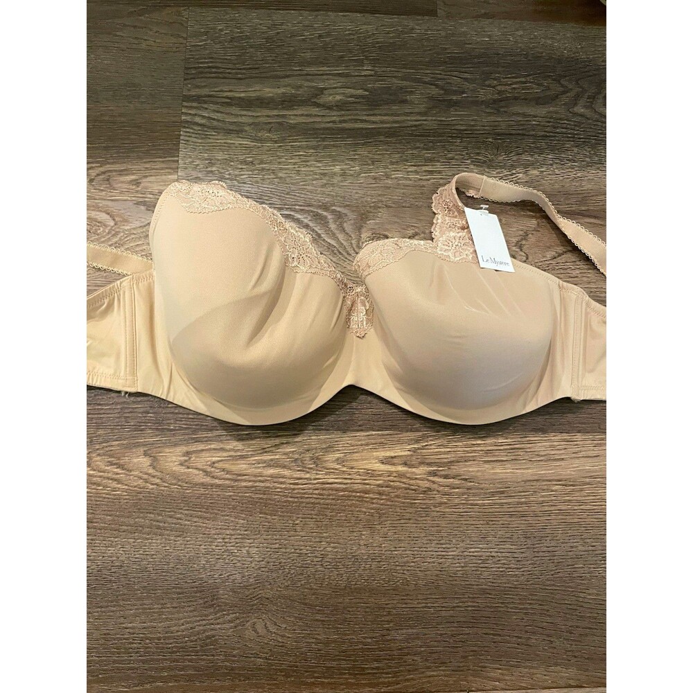 Le Mystère Underwired T-Shirt Bra Lace Trim Beige 40H Adjustable Straps
